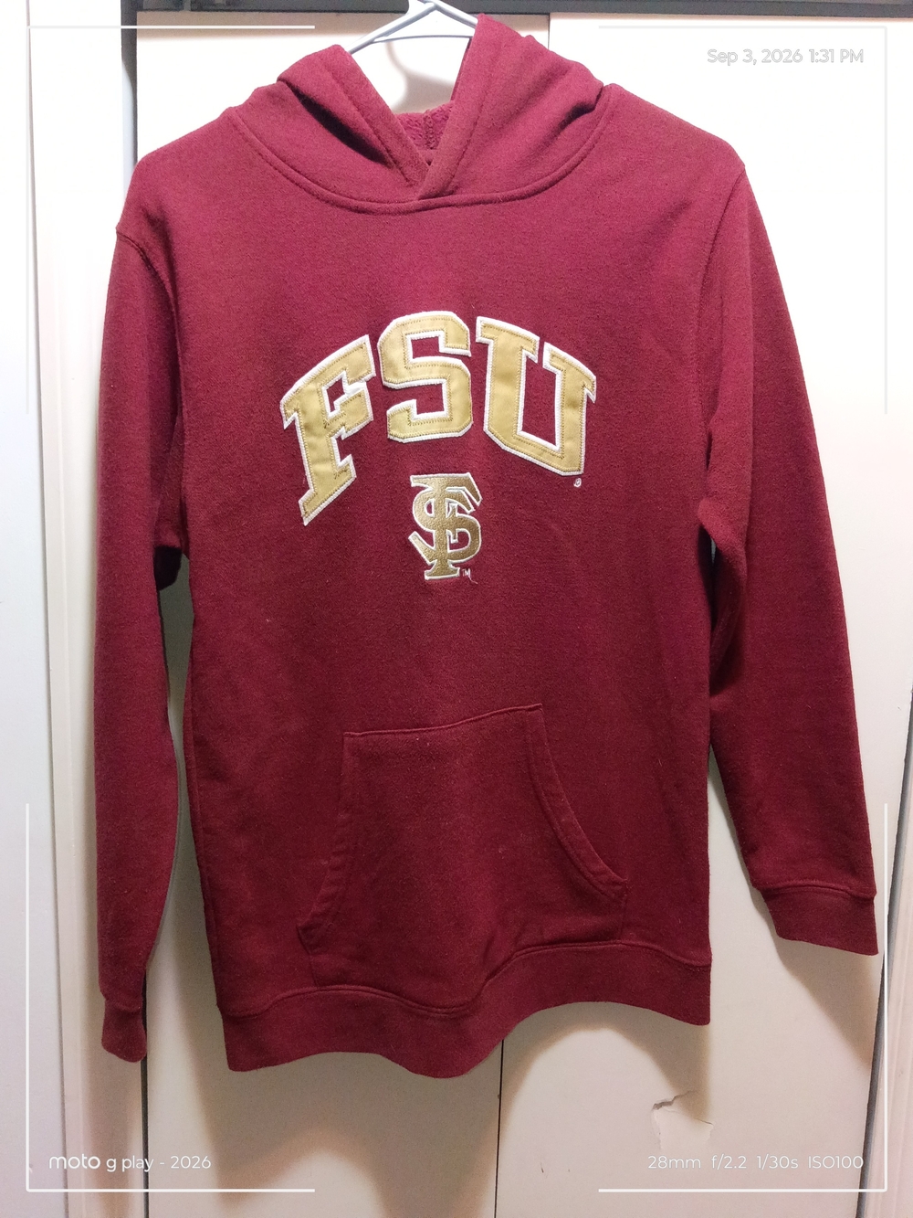 FSU Embroidered Crewneck Hoodie in Garnet